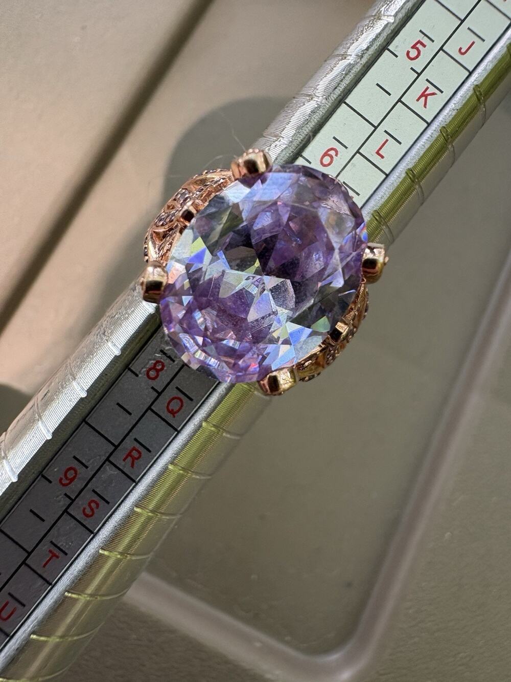 Vanna K Bella Luce Lavender CZ Sterling Silver Cocktail Ring size 6